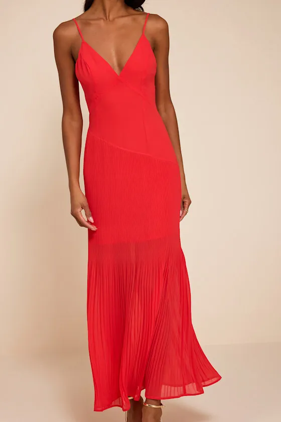 Mura Bright Red Mesh Drop Waist Midi Dress sold by Lulus product image thumbnail 2