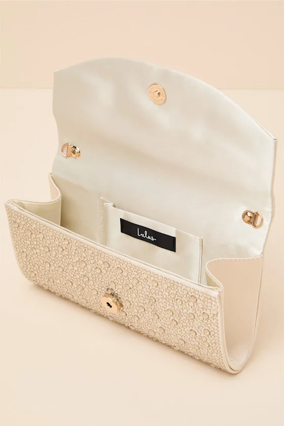 Bindi Champagne Rhinestone Crossbody Clutch sold by Lulus product image thumbnail 4
