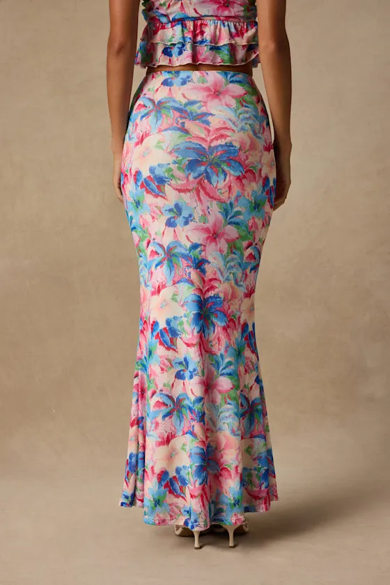 Romina Pink Multi Floral Mesh Maxi Skirt sold by Lulus product image thumbnail 3