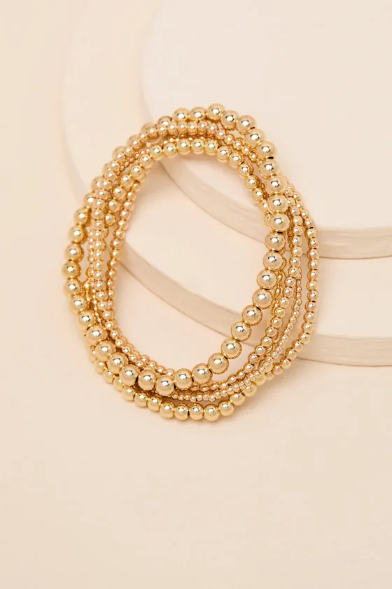 Harlow Gold Beaded Five-Piece Bracelet Set sold by Lulus product image thumbnail 2