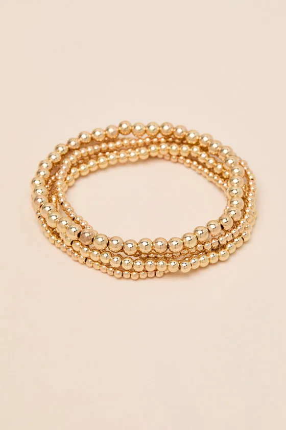 Harlow Gold Beaded Five-Piece Bracelet Set sold by Lulus product image thumbnail 4