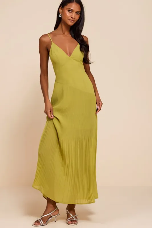 Mura Chartreuse Mesh Drop Waist Midi Dress made by Lulus