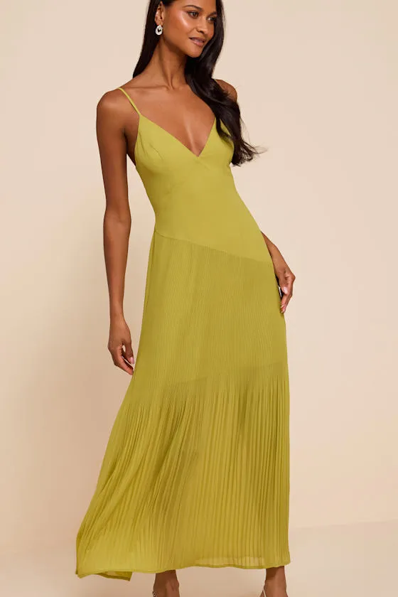 Mura Chartreuse Mesh Drop Waist Midi Dress sold by Lulus product image thumbnail 2