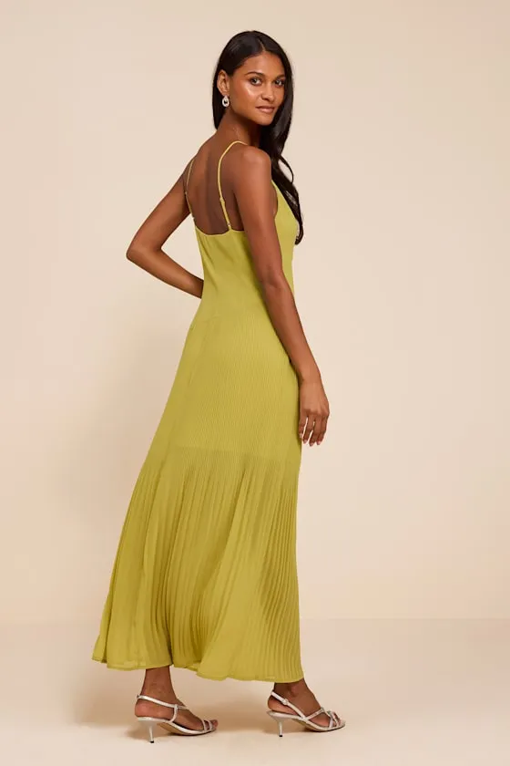 Mura Chartreuse Mesh Drop Waist Midi Dress sold by Lulus product image thumbnail 3