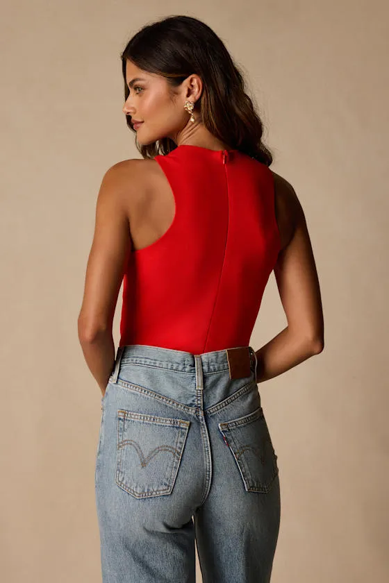 Berlinda Red Orange Cross-Front Bodysuit sold by Lulus product image thumbnail 2
