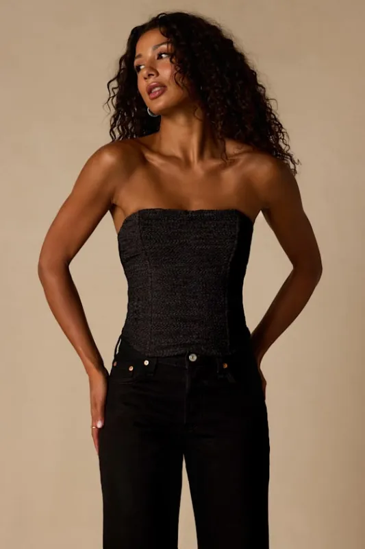 Joletta Black Textured Lace-Up Top made by Lulus
