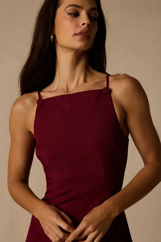 Chic Ease Wine Red Sleeveless Mini Dress sold by Lulus product image thumbnail 4