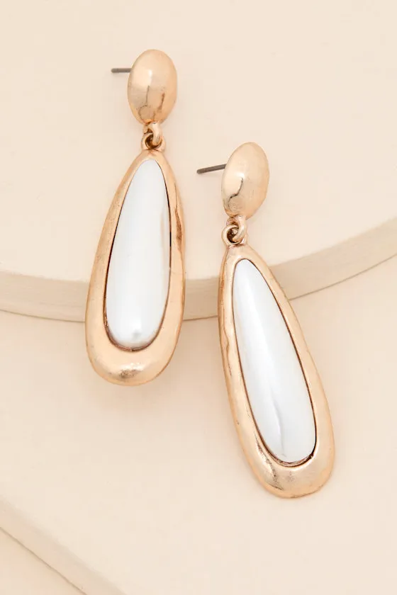 Cyra Gold Pearl Drop Earrings sold by Lulus product image thumbnail 2