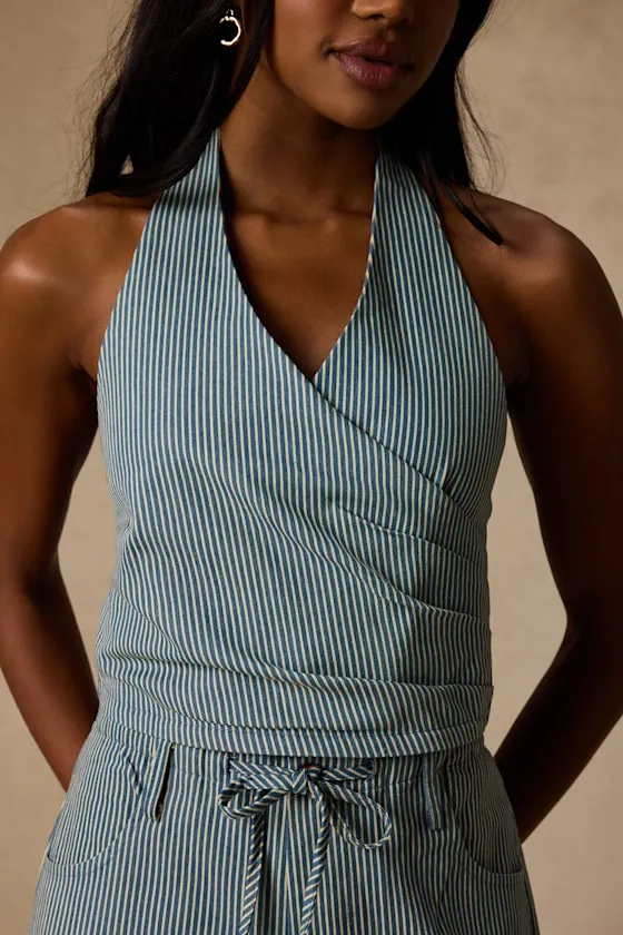 Ruby Striped Cotton Halter Crop Top sold by Lulus product image thumbnail 4