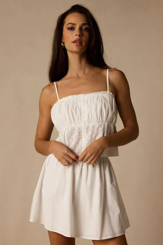 Sasha Ivory Cotton Eyelet Embroidered Cami sold by Lulus