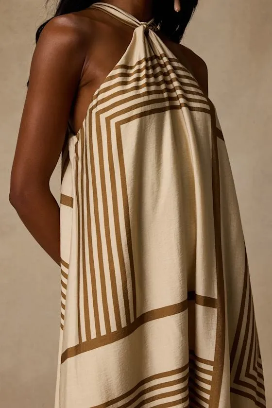 Rio Cream and Brown Abstract Print Shift Maxi Dress sold by Lulus product image thumbnail 2