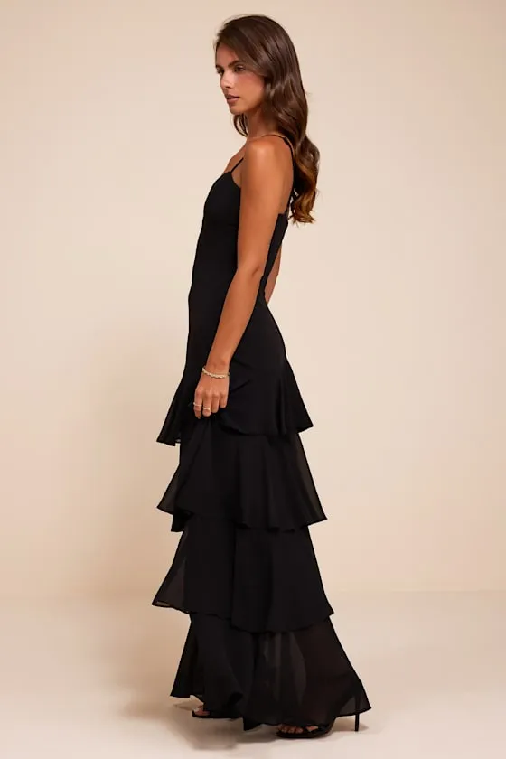 Amaria Black Tiered Maxi Dress sold by Lulus product image thumbnail 4