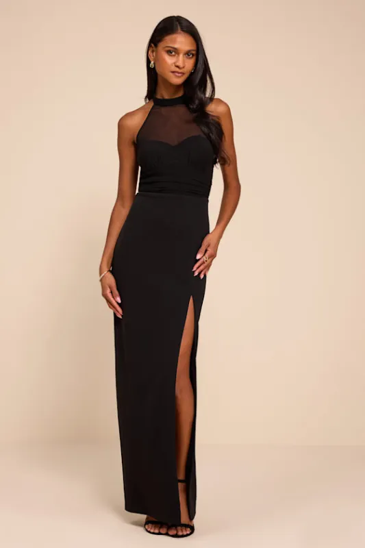 Baani Black Column Halter Maxi Dress made by Lulus