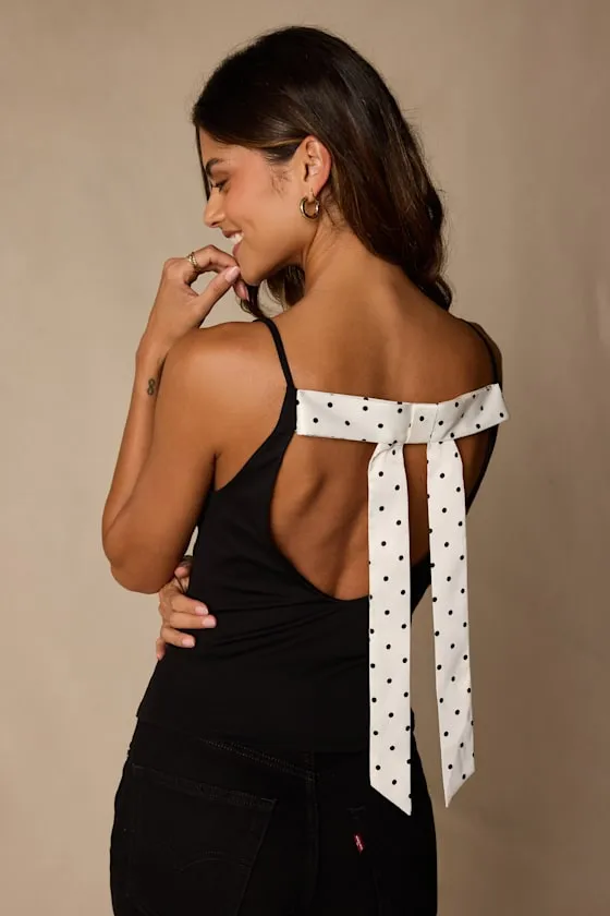 Giovanna Black Jersey Knit Bow Tank Top sold by Lulus product image thumbnail 2