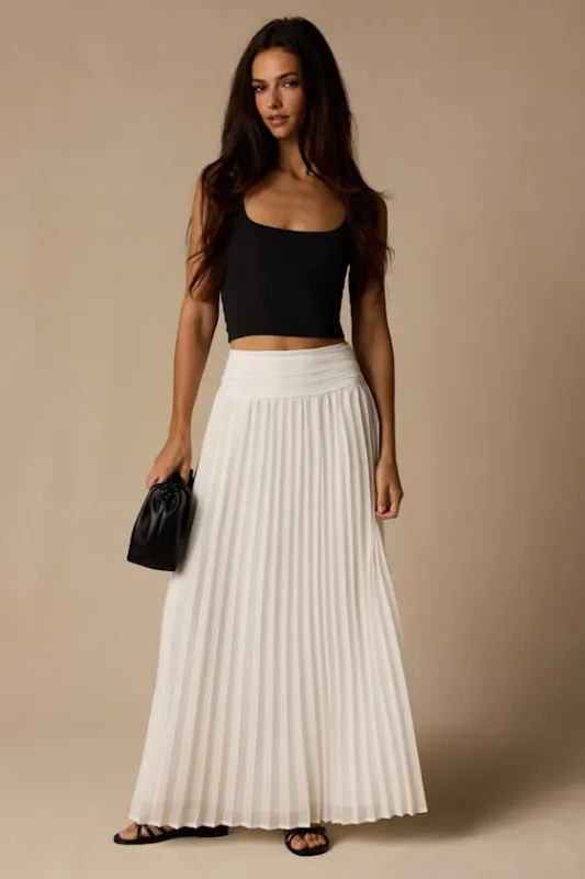 Liada Ivory Pleated High-Waisted Maxi Skirt made by Lulus
