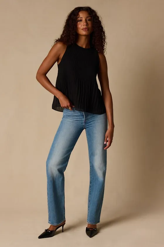 Eleanor Black Lace Pleated Tank Top sold by Lulus product image thumbnail 3
