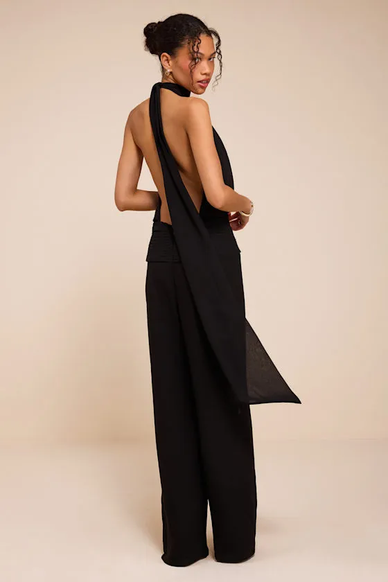Kacey Black Backless Halter Jumpsuit sold by Lulus product image thumbnail 2
