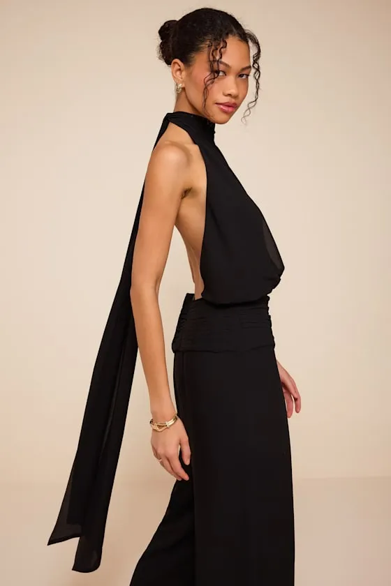 Kacey Black Backless Halter Jumpsuit sold by Lulus product image thumbnail 4