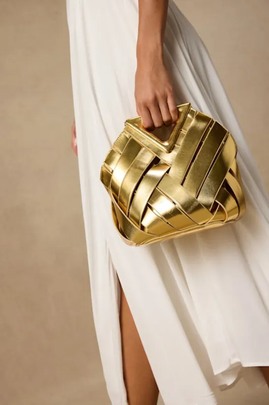 Aarya Gold Woven Crossbody Bag made by Lulus