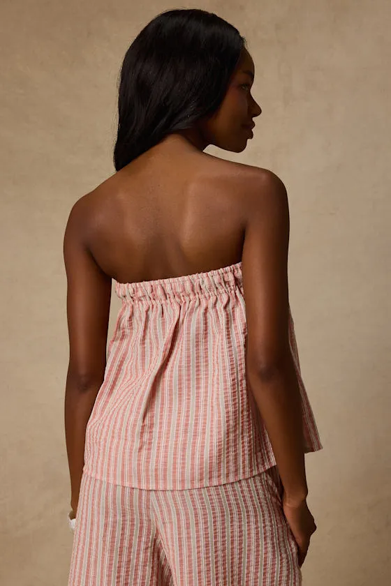 Billie Pink Striped Cotton Strapless Top sold by Lulus product image thumbnail 2