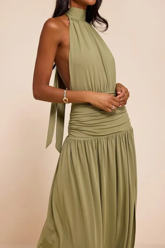 Reem Sage Jersey Knit Backless Maxi Dress sold by Lulus product image thumbnail 3