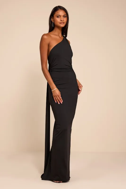 Cressida Black Slinky Knit One-Shoulder Mermaid Maxi Dress made by Lulus