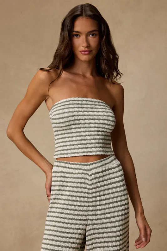 Esmira Ivory and Sage Striped Knit Top made by Lulus