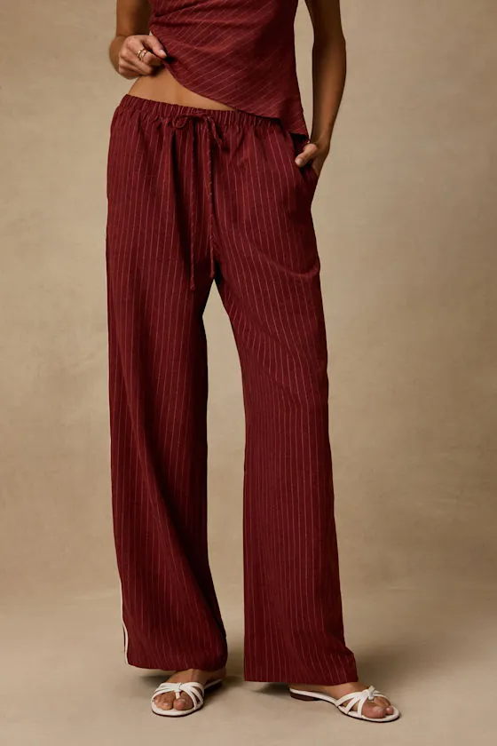 Ives Rust Red Pinstriped Drawstring Pants sold by Lulus product image thumbnail 2