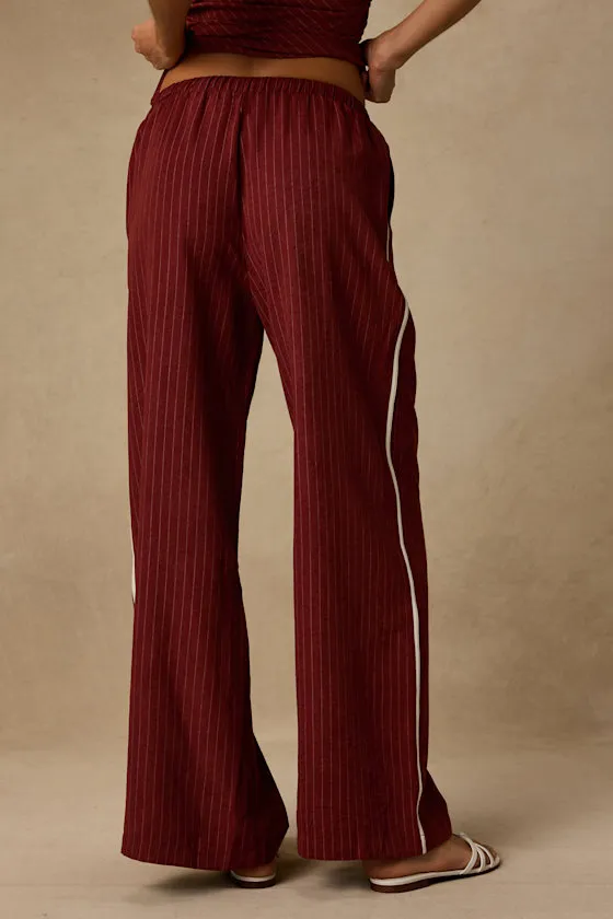 Ives Rust Red Pinstriped Drawstring Pants sold by Lulus product image thumbnail 3
