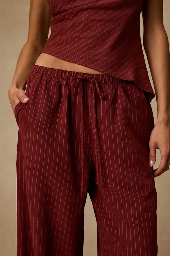 Ives Rust Red Pinstriped Drawstring Pants sold by Lulus product image thumbnail 4