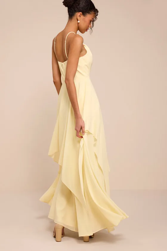 Aletta Pale Yellow Tiered Halter Maxi Dress sold by Lulus product image thumbnail 3