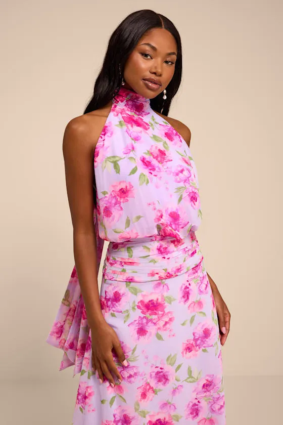 Kenzie Lavender Multi Floral Backless Maxi Dress sold by Lulus product image thumbnail 2