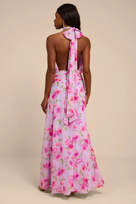 Kenzie Lavender Multi Floral Backless Maxi Dress sold by Lulus product image thumbnail 3