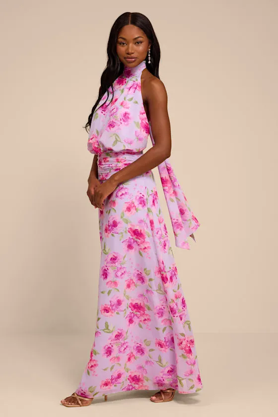 Kenzie Lavender Multi Floral Backless Maxi Dress sold by Lulus product image thumbnail 4