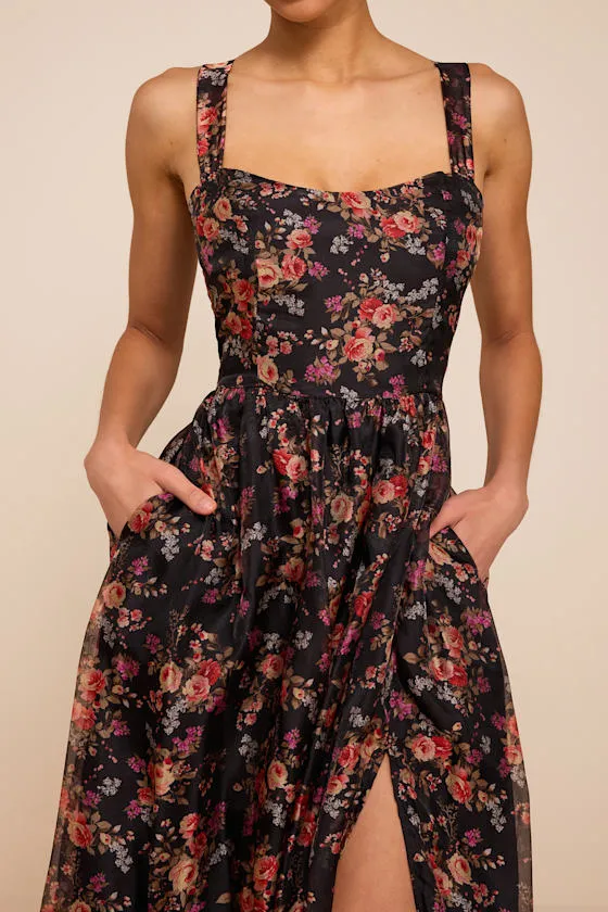 Francesca Black Floral Sleeveless Midi Dress sold by Lulus product image thumbnail 2