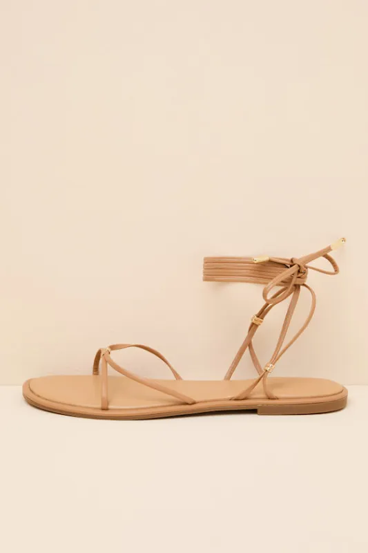 Emory Tan Lace-Up Sandals made by Lulus