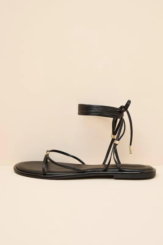 Emory Black Lace-Up Sandals made by Lulus
