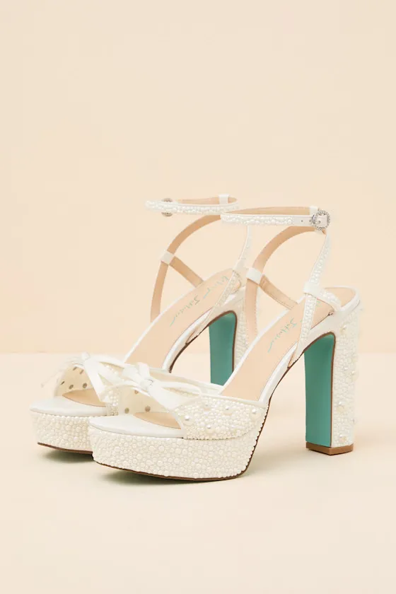 Enola Ivory Pearl Platform Ankle Strap High Heel Sandals sold by Lulus product image thumbnail 3