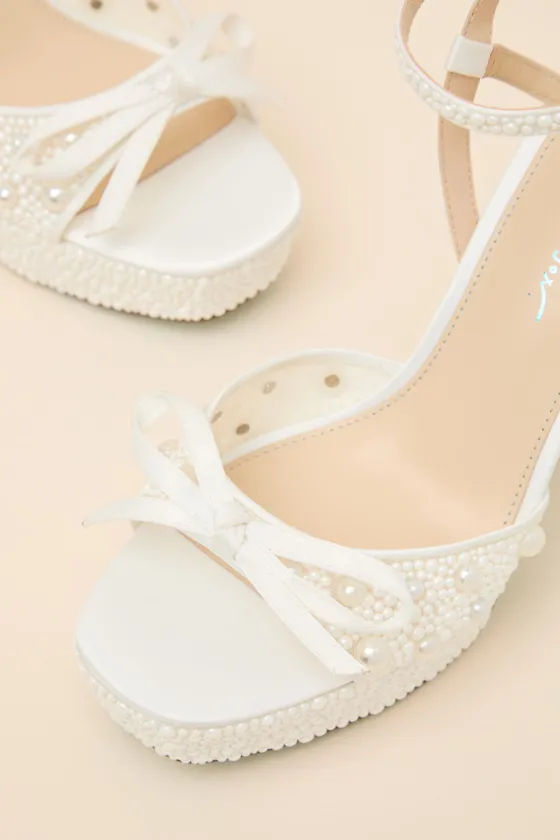 Enola Ivory Pearl Platform Ankle Strap High Heel Sandals sold by Lulus product image thumbnail 4