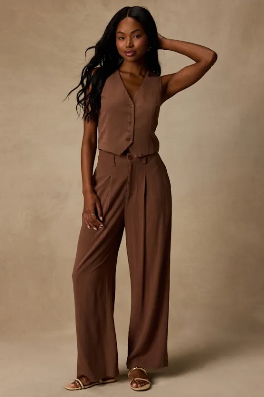 Suits You Perfectly Brown Linen Wide-Leg Pants made by Lulus