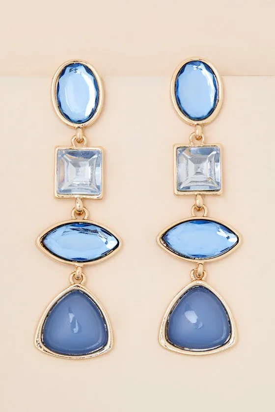 Blair Blue Rhinestone Drop Earrings sold by Lulus product image thumbnail 2