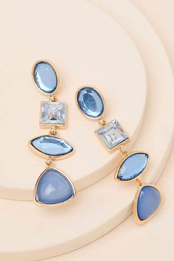 Blair Blue Rhinestone Drop Earrings sold by Lulus product image thumbnail 4