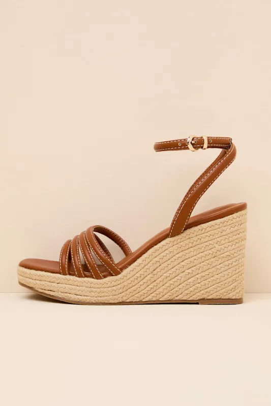 Sunnie Cognac Raffia Wedge Sandals made by Coconuts by Matisse