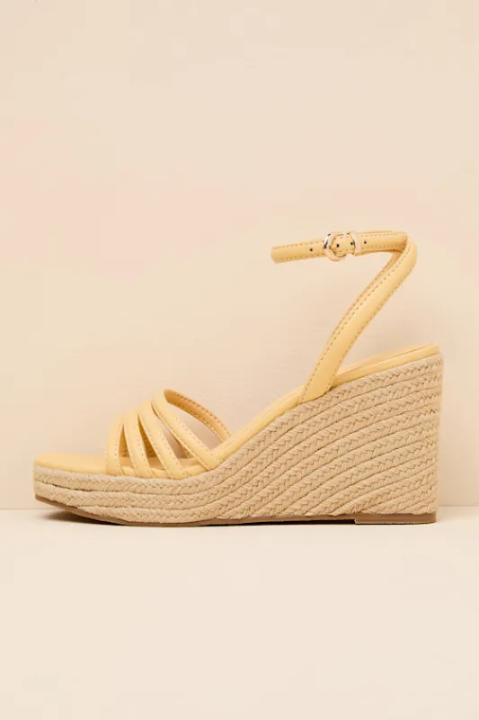 Sunnie Butter Yellow Raffia Wedge Sandals made by Coconuts by Matisse