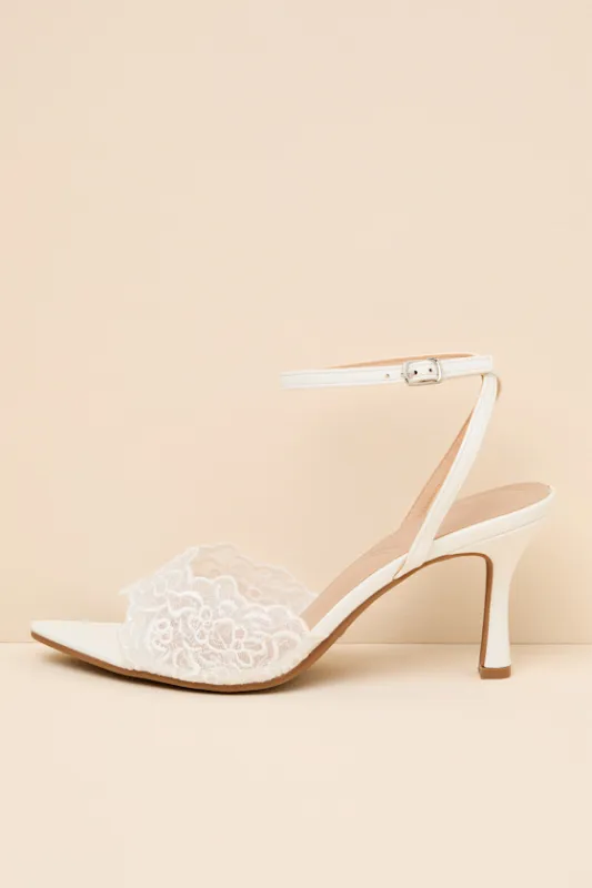 Regatta White Lace Ankle Strap High Heel Sandals made by Lulus