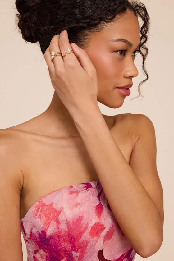Isadora Gold Pearl Five-Piece Ring Set sold by Lulus