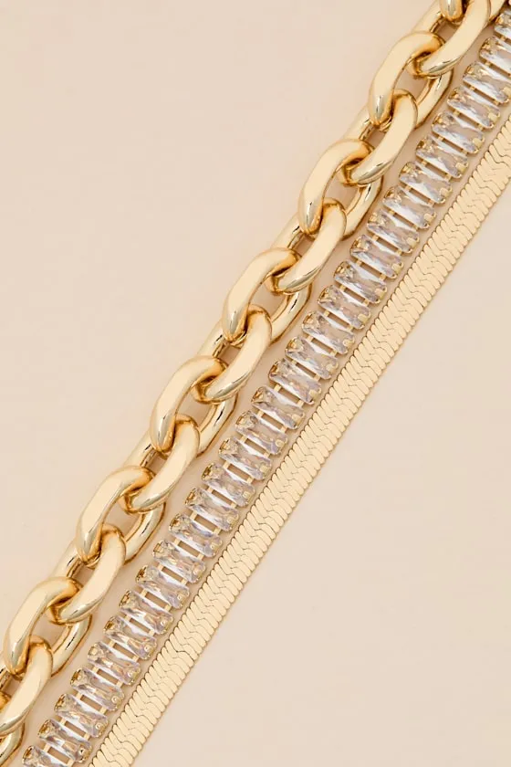 Crystal Gold Rhinestone Layered Bracelet sold by Lulus product image thumbnail 2