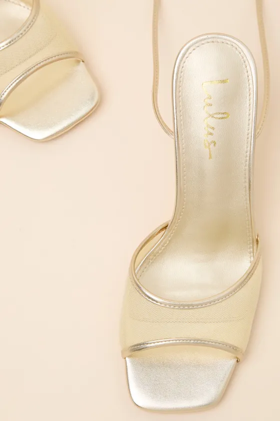 Harlan Gold Mesh Lace-Up High Heel Sandals sold by Lulus product image thumbnail 2