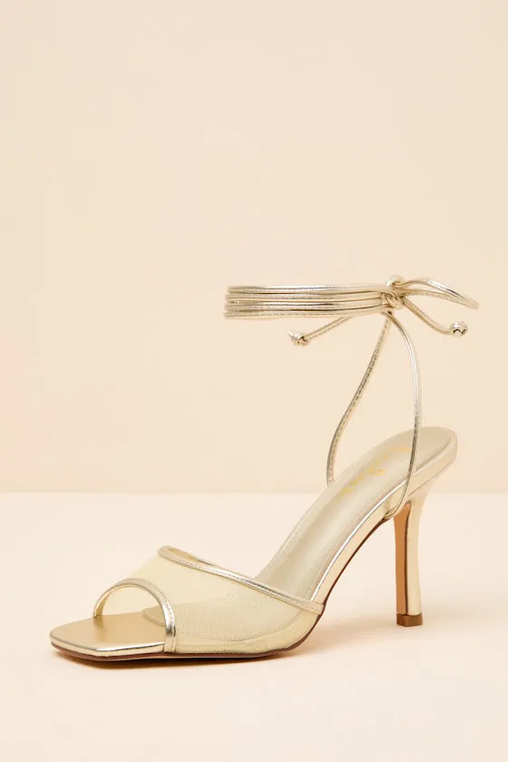 Harlan Gold Mesh Lace-Up High Heel Sandals sold by Lulus product image thumbnail 3