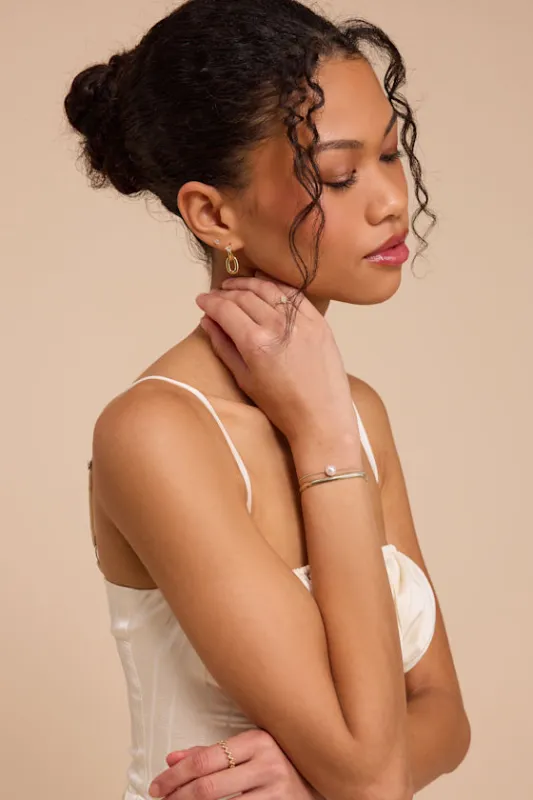 Martina Gold Pearl Two-Piece Bracelet Set made by Lulus